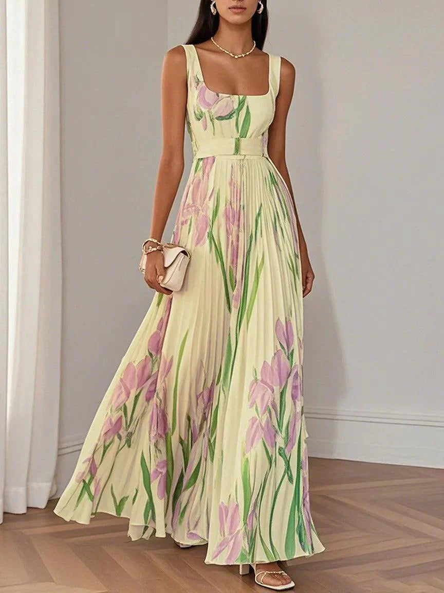 Zelma™ | Pleated Chiffon Maxi Dress