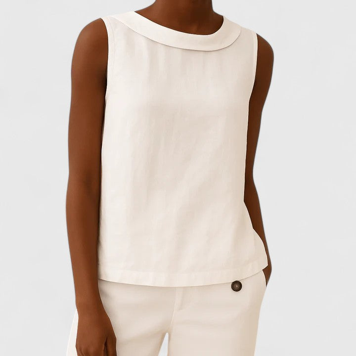 Anastine | Elegant Top with Roll Collar