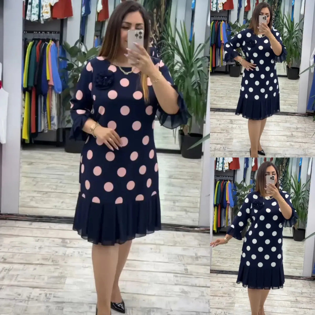 VICTORIA | PLEATED POLKA DOT DRESS