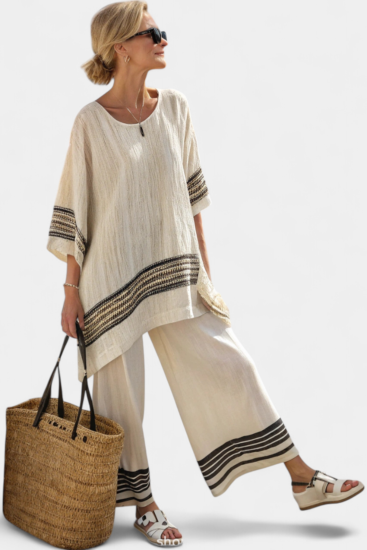 Anzaleira | Elegant Striped Set