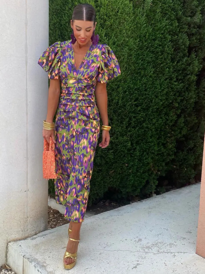 Amelia™ | Vivid Pleated Midi Dress