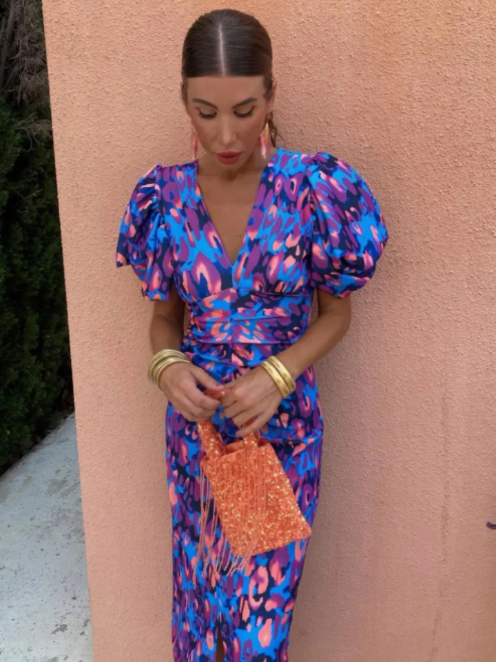 Amelia™ | Vivid Pleated Midi Dress