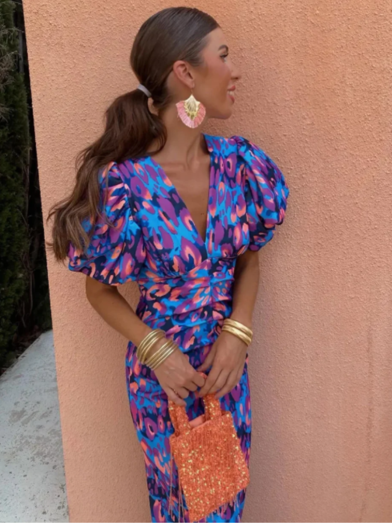 Amelia™ | Vivid Pleated Midi Dress