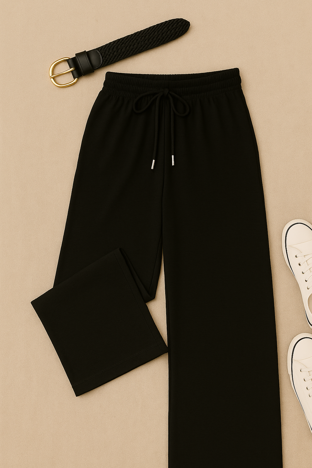Women’s Pants – Floor-Length Look, High-Waisted & Relaxed