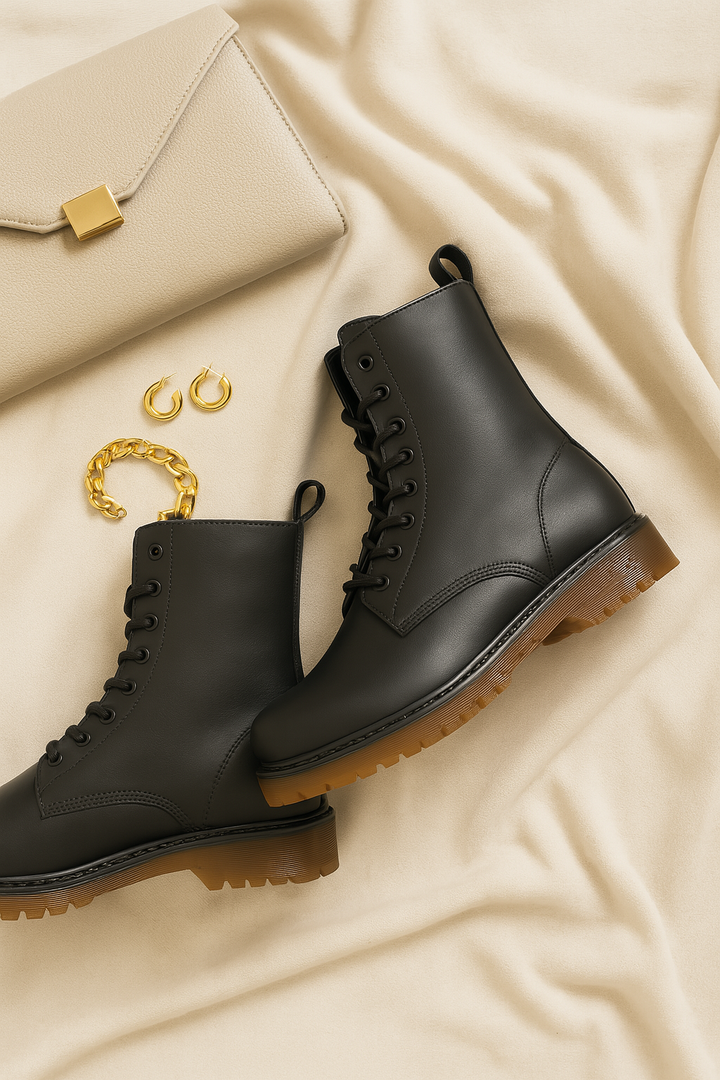 Women’s Rain Boots – Lace-Up Outdoor Look, Waterproof & Non-Slip