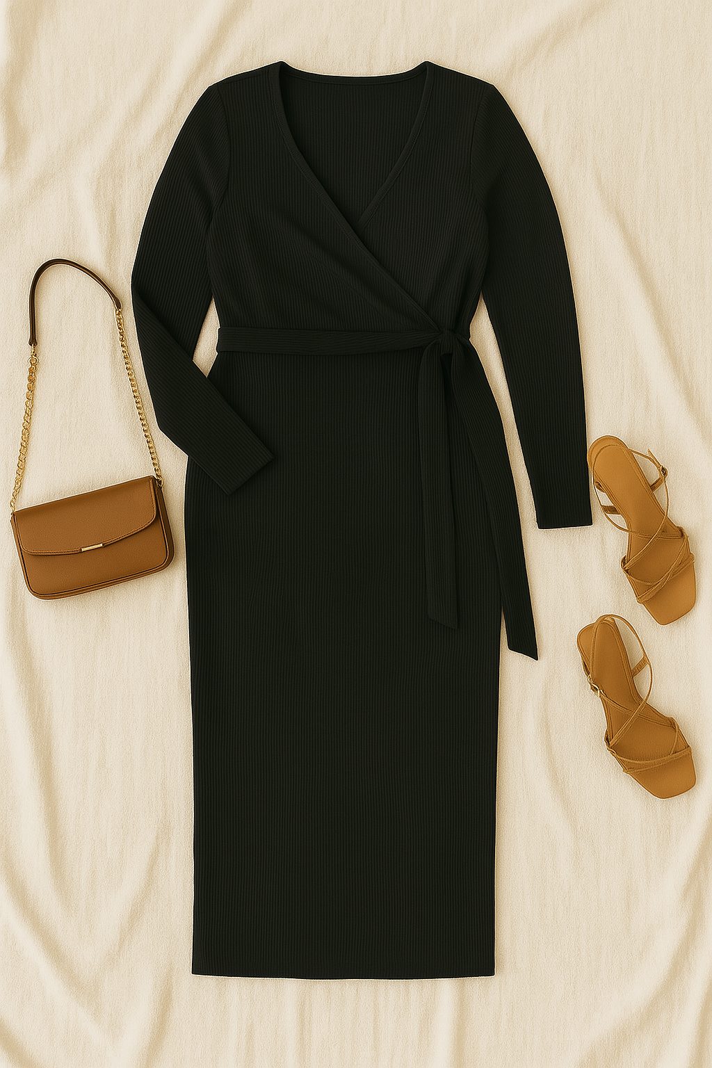 Women’s Long Sleeve Dress | Belted Pleated Fit