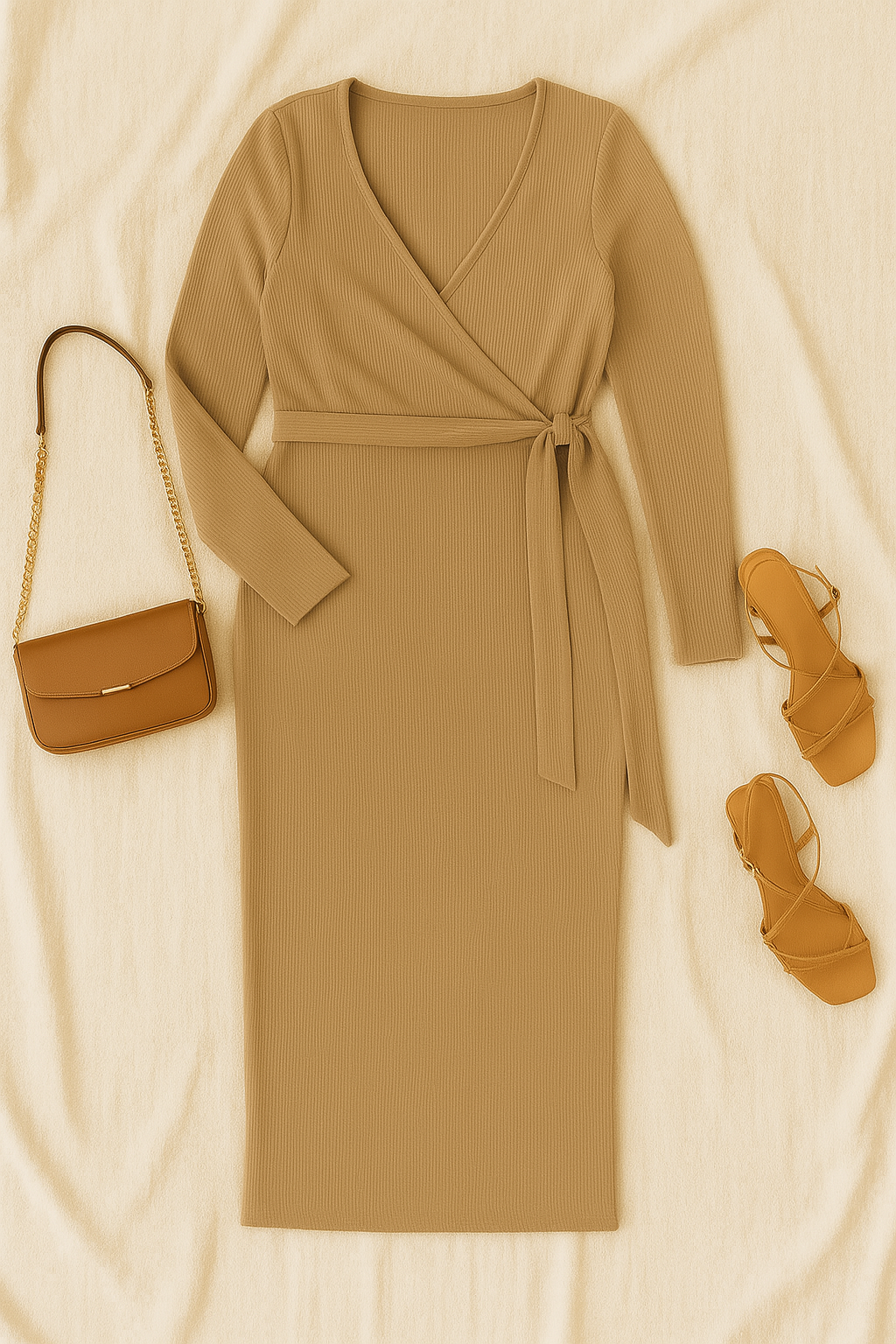 Women’s Long Sleeve Dress | Belted Pleated Fit