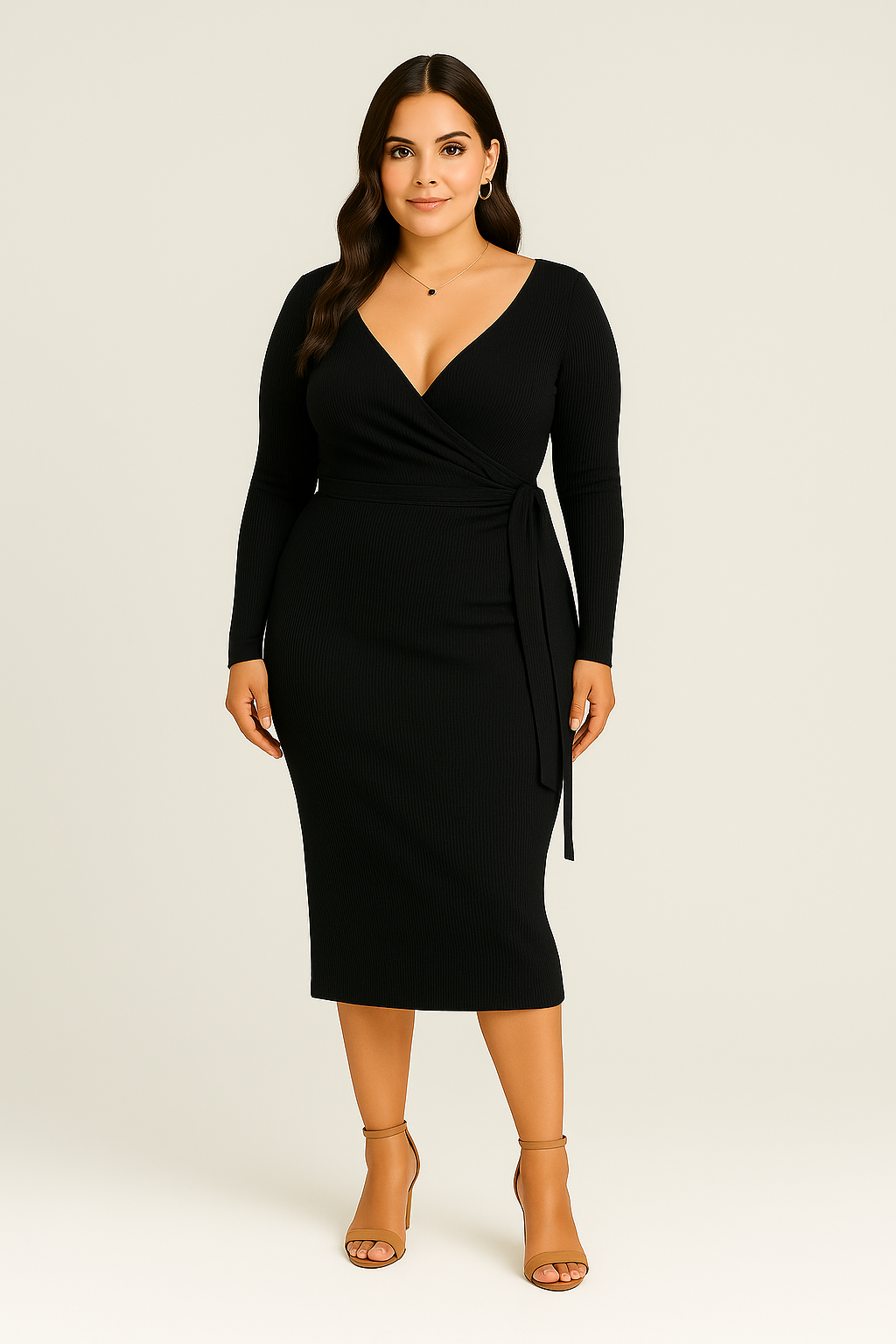Women’s Long Sleeve Dress | Belted Pleated Fit