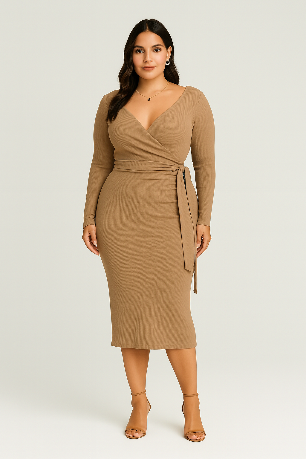 Women’s Long Sleeve Dress | Belted Pleated Fit