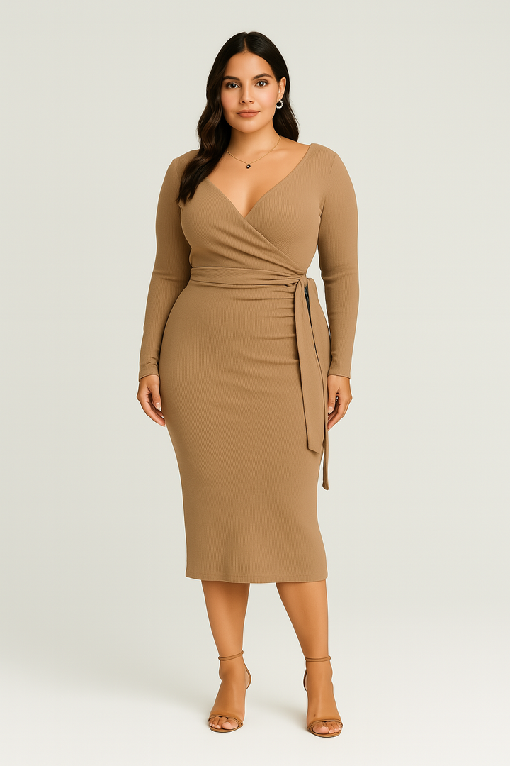 Women’s Long Sleeve Dress | Belted Pleated Fit