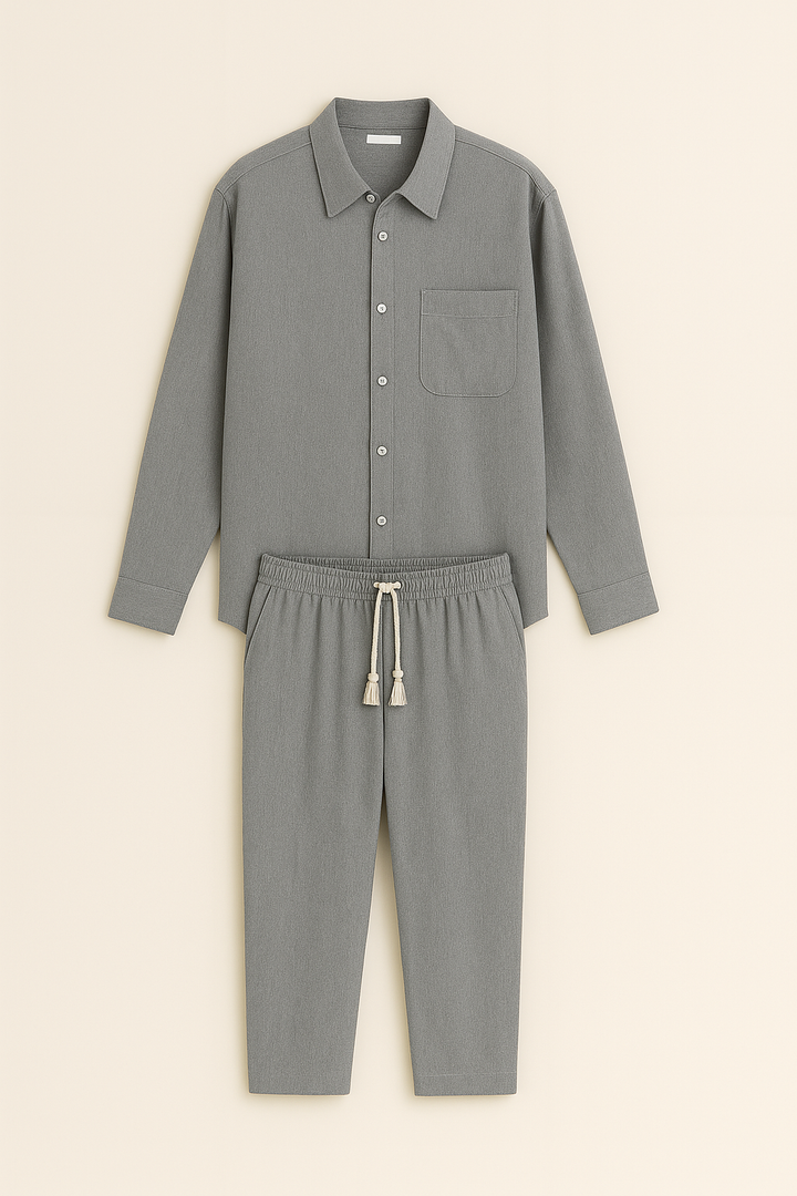 Men’s Casual Set | Linen Shirt & Pants Relaxed