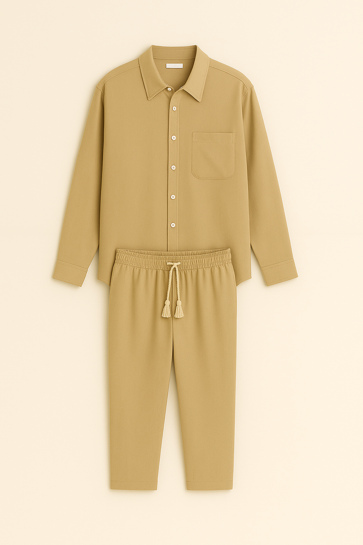 Men’s Casual Set | Linen Shirt & Pants Relaxed