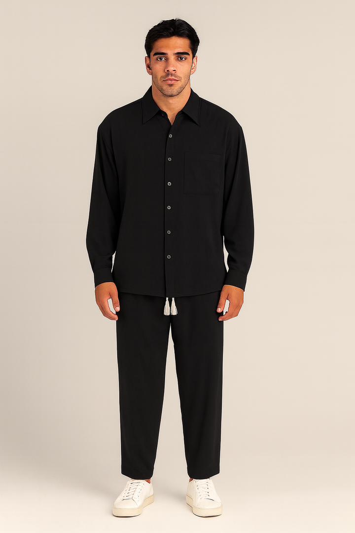 Men’s Casual Set | Linen Shirt & Pants Relaxed