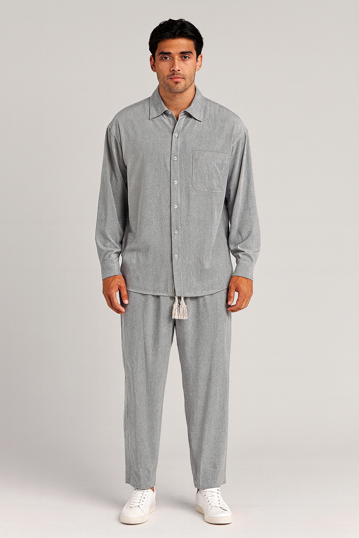 Men’s Casual Set | Linen Shirt & Pants Relaxed