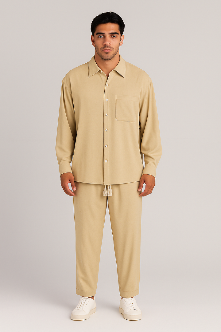 Men’s Casual Set | Linen Shirt & Pants Relaxed