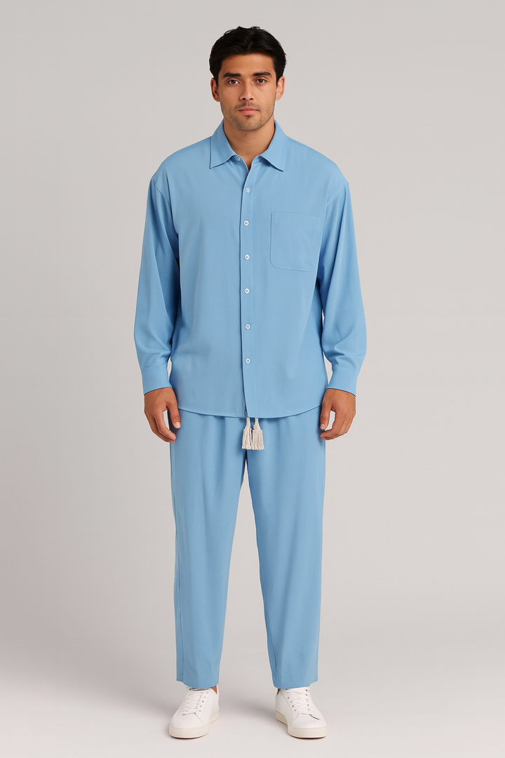 Men’s Casual Set | Linen Shirt & Pants Relaxed