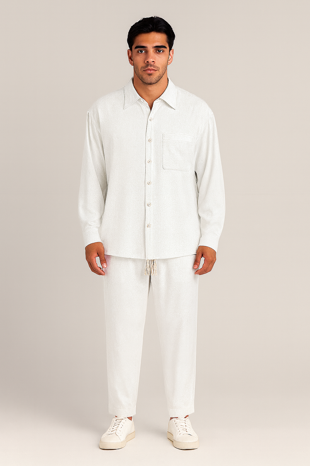Men’s Casual Set | Linen Shirt & Pants Relaxed