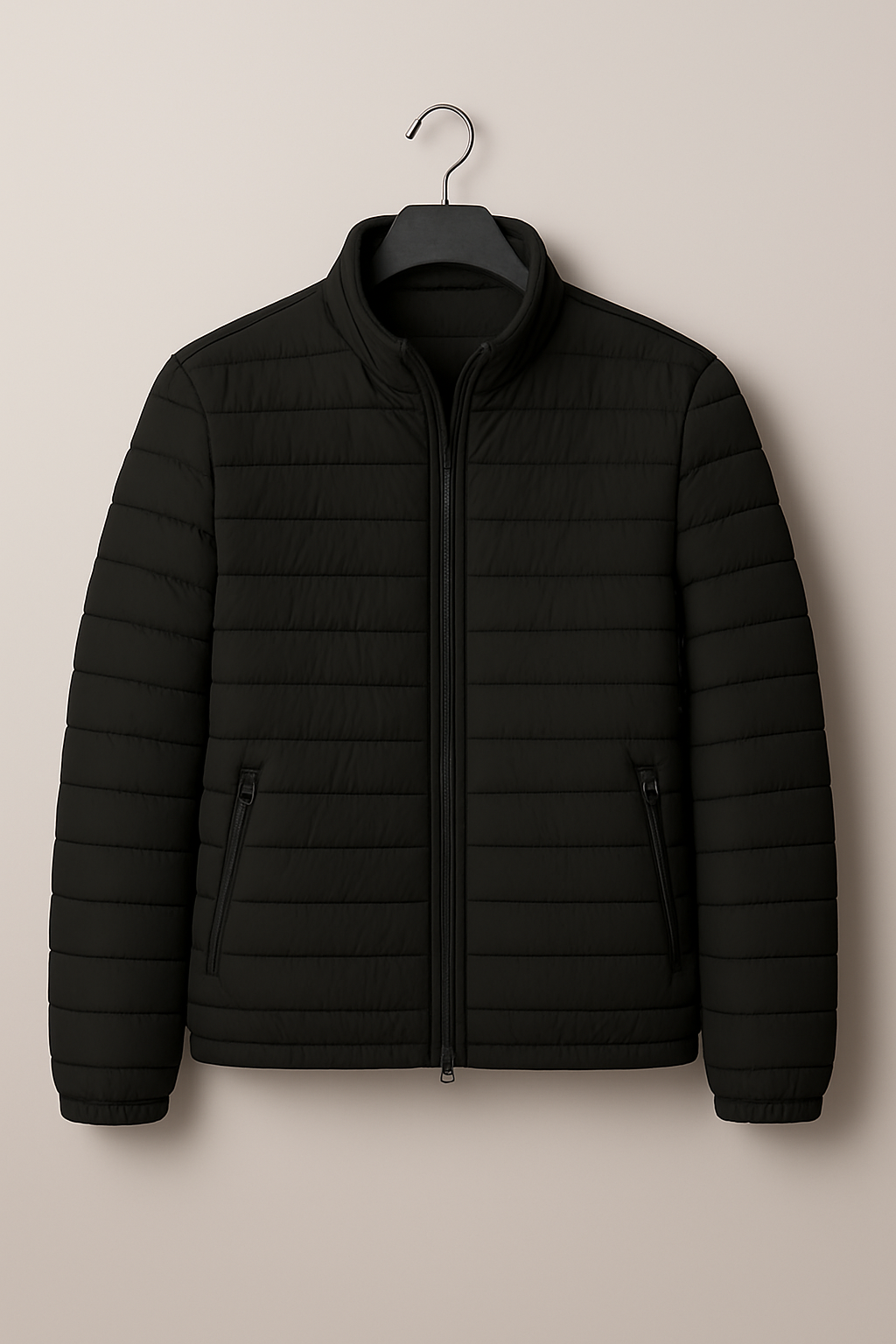 Men’s Jacket – Puffer Style Look, Slim Fit & Stand Collar Comfort