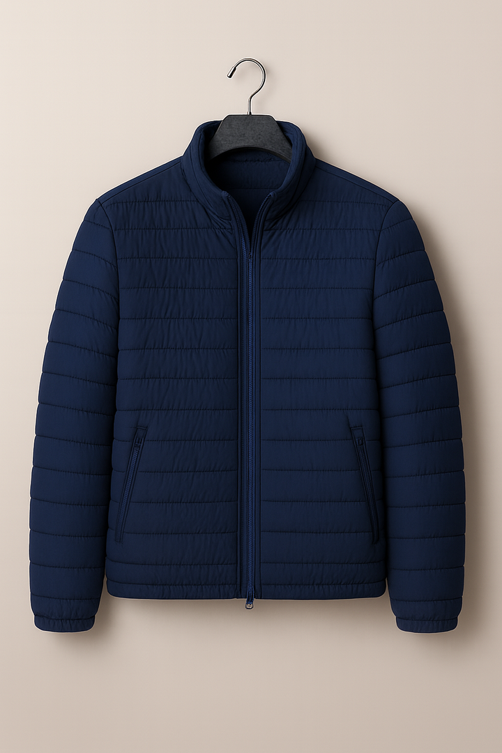 Men’s Jacket – Puffer Style Look, Slim Fit & Stand Collar Comfort