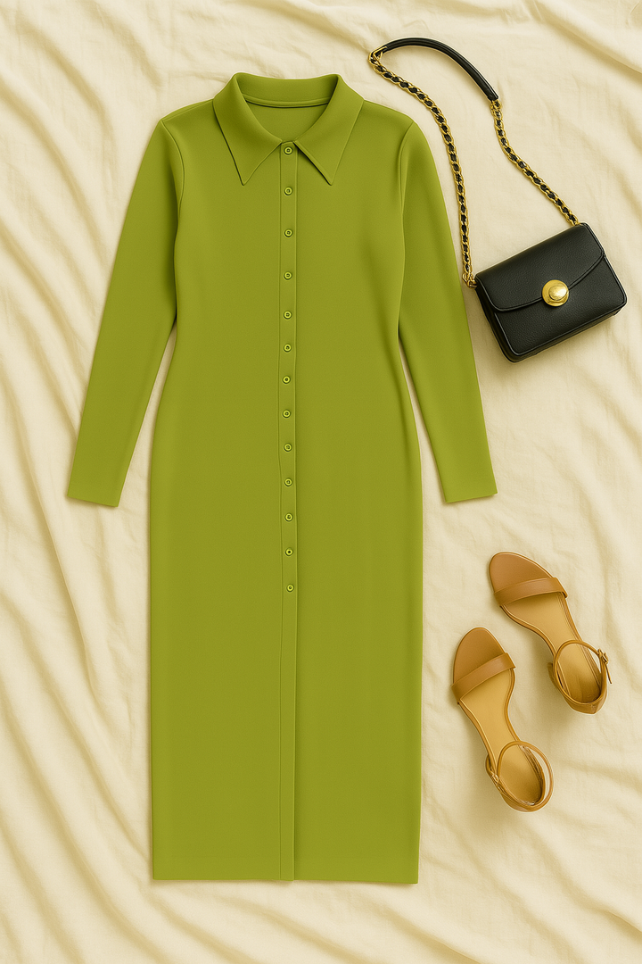 Women’s Sweater Dress | Slim Fit with Lapel
