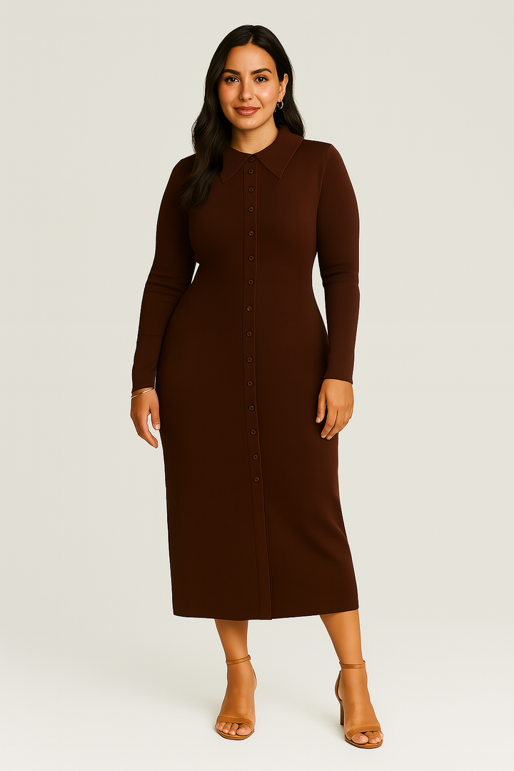 Women’s Sweater Dress | Slim Fit with Lapel