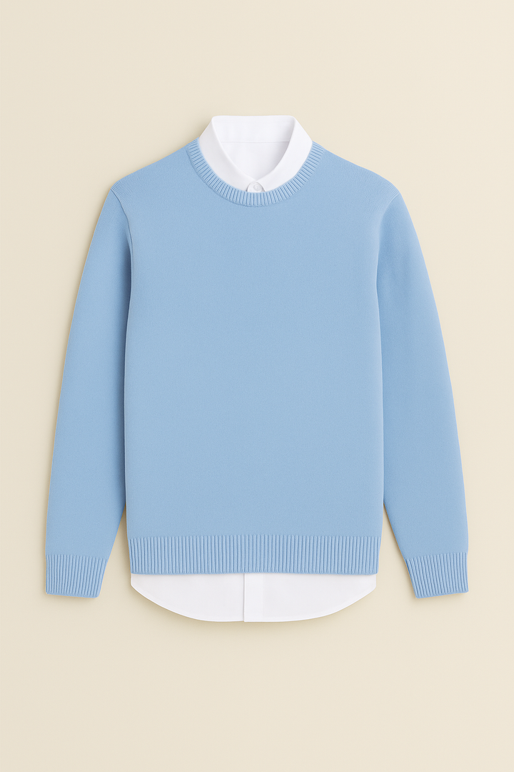 Men's sweaters – Knitted look with round neck, loose & casual