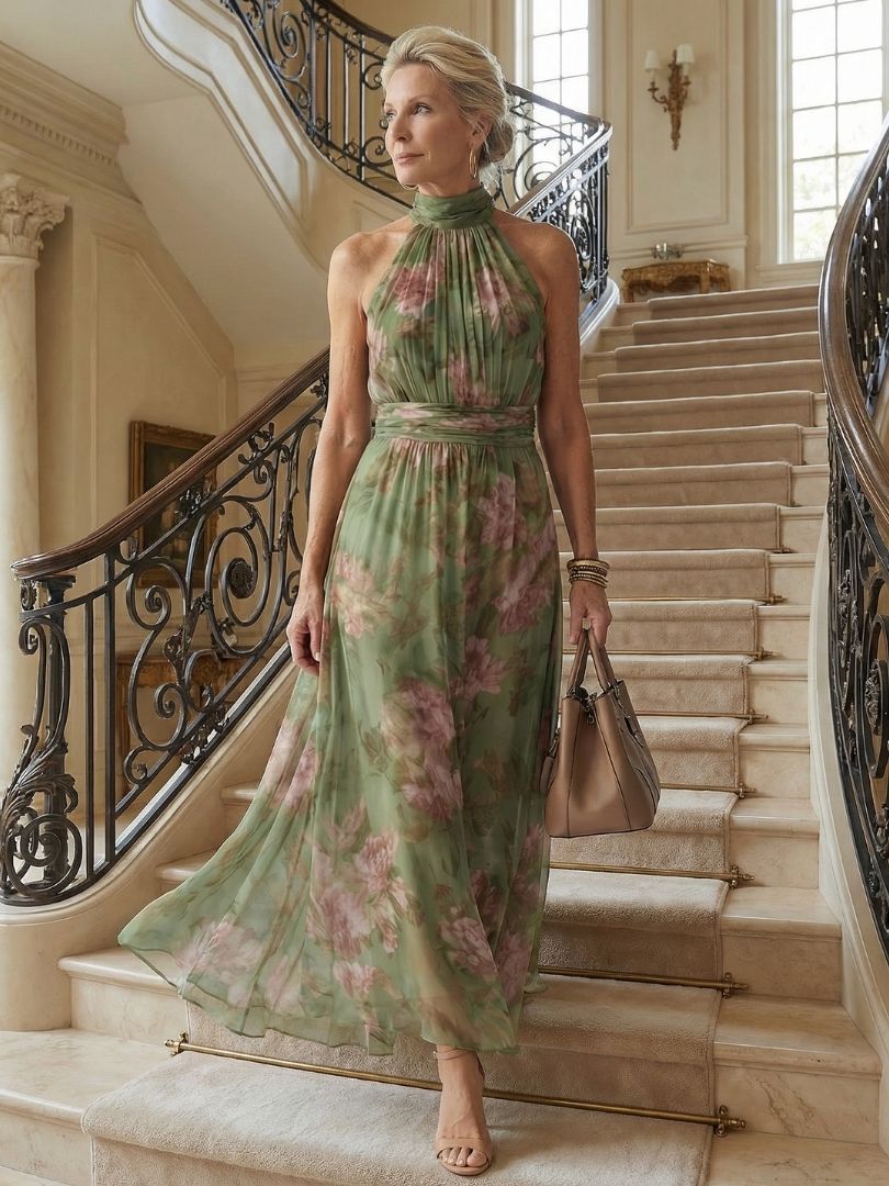 mariella floral halter midi dress Marissa Floral Halter Neck Dress