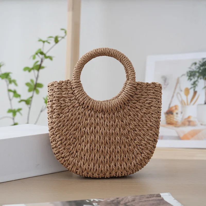 Moon Straw Handbag – Handmade Vintage
