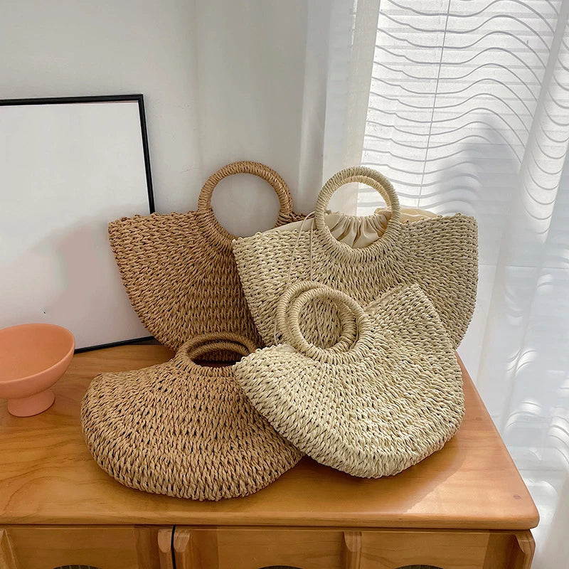 Moon Straw Handbag – Handmade Vintage