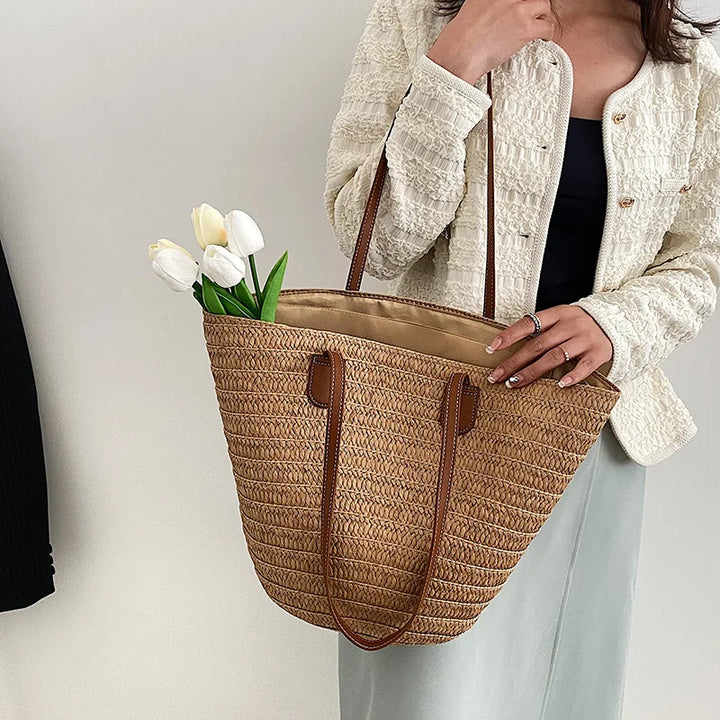 Woven Straw Summer Tote Bag