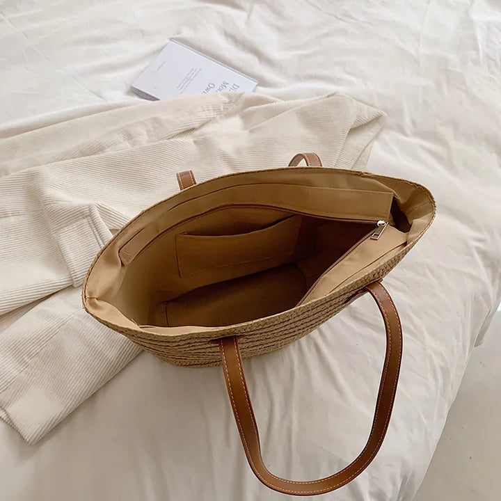 Woven Straw Summer Tote Bag