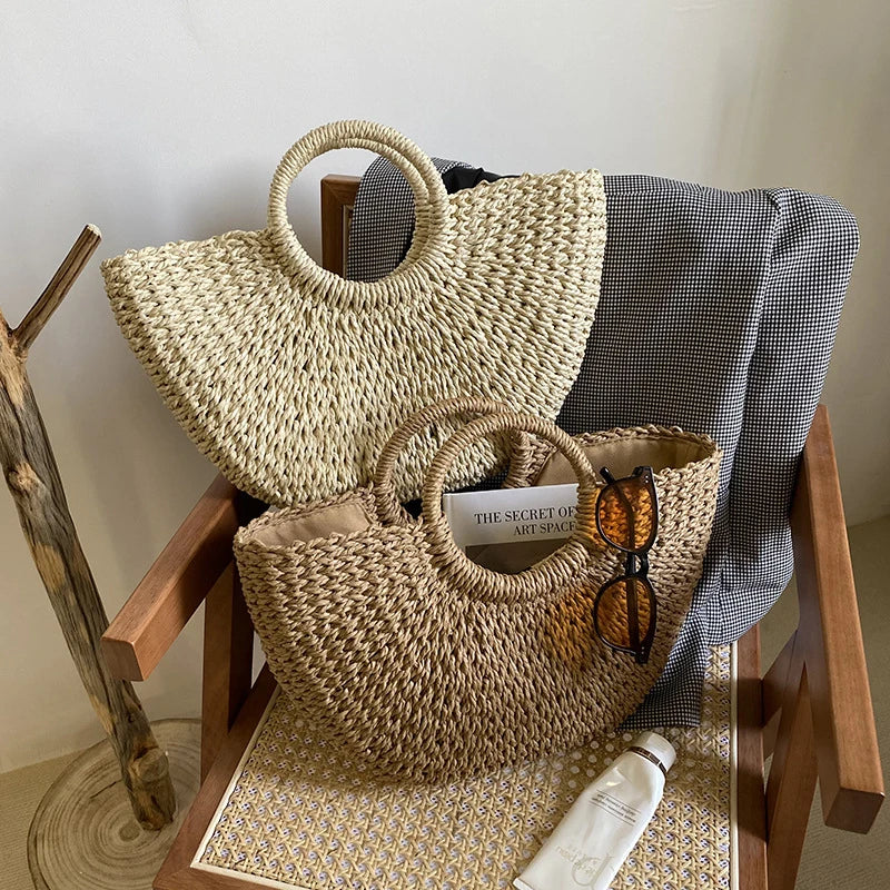 Moon Straw Handbag – Handmade Vintage