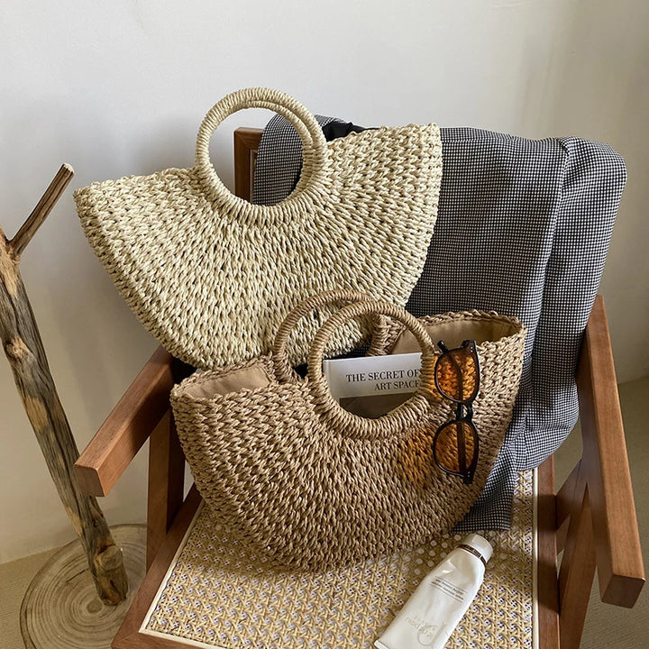 Moon Straw Handbag – Handmade Vintage
