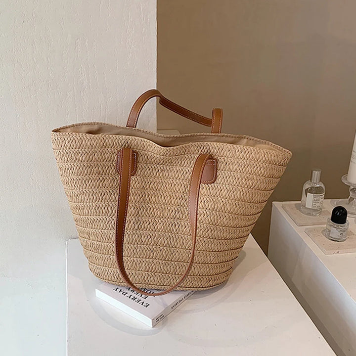 Woven Straw Summer Tote Bag