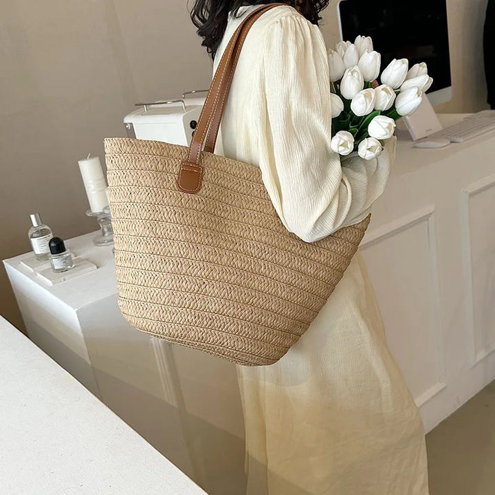 Woven Straw Summer Tote Bag