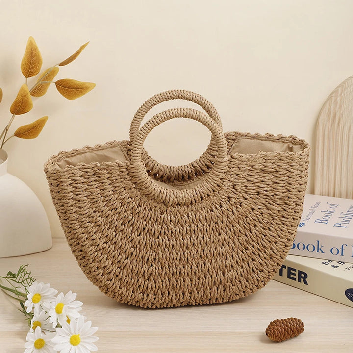 Moon Straw Handbag – Handmade Vintage