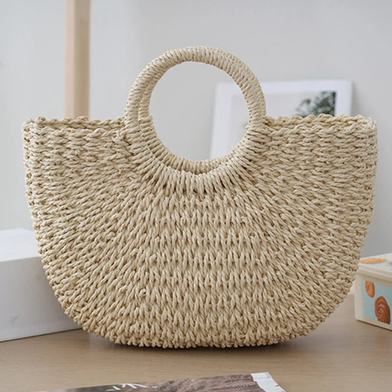 Moon Straw Handbag – Handmade Vintage