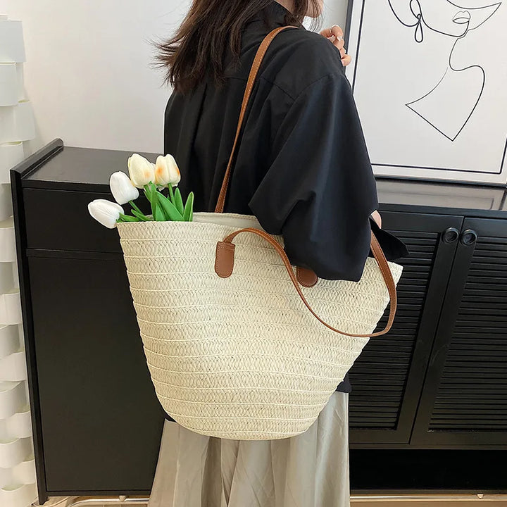 Woven Straw Summer Tote Bag