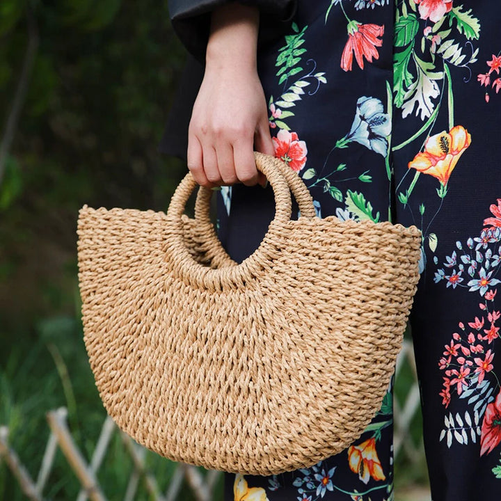 Moon Straw Handbag – Handmade Vintage
