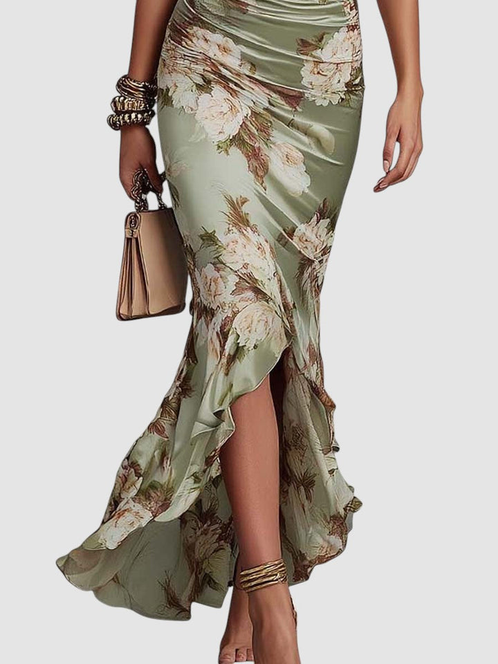 VALENTINA | FLORAL SATIN MIDI DRESS